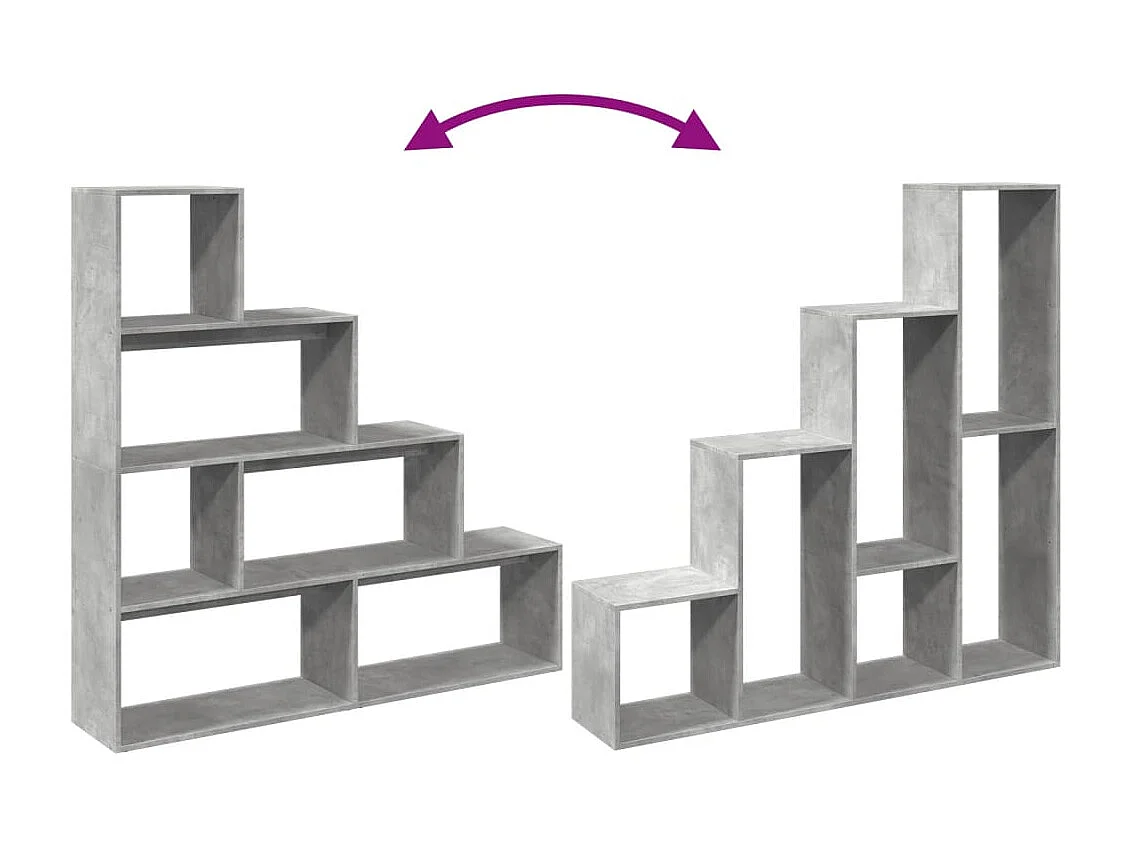 Estante divisor de ambientes de 4 niveles en gris hormigón