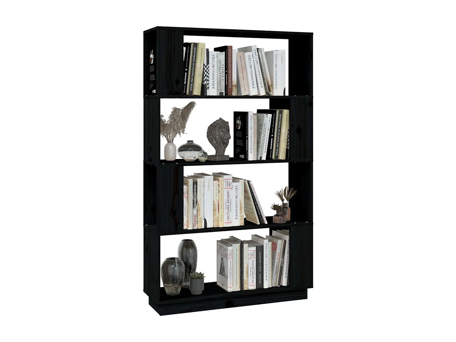 Libreria/Divisorio Nero 80x25x132 cm Pino Massiccio