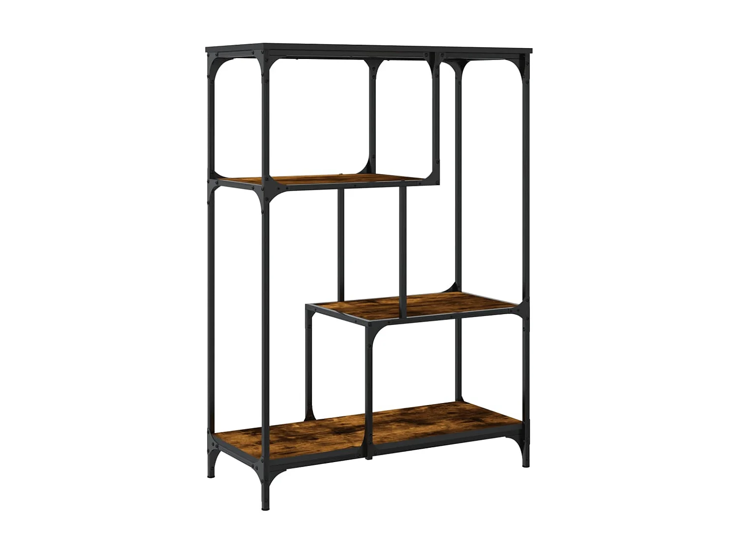 Boekenkast van gerookt eikenhout 81x36x115 cm, bewerkt hout en staal