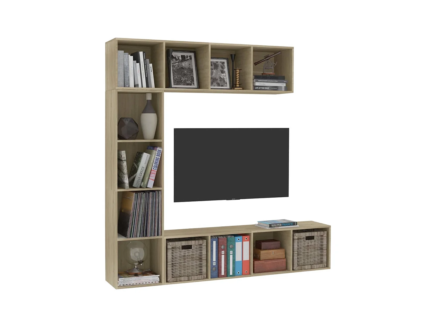 Set libreria/mobile TV 3 pezzi in rovere Sonoma 180x30x180 cm