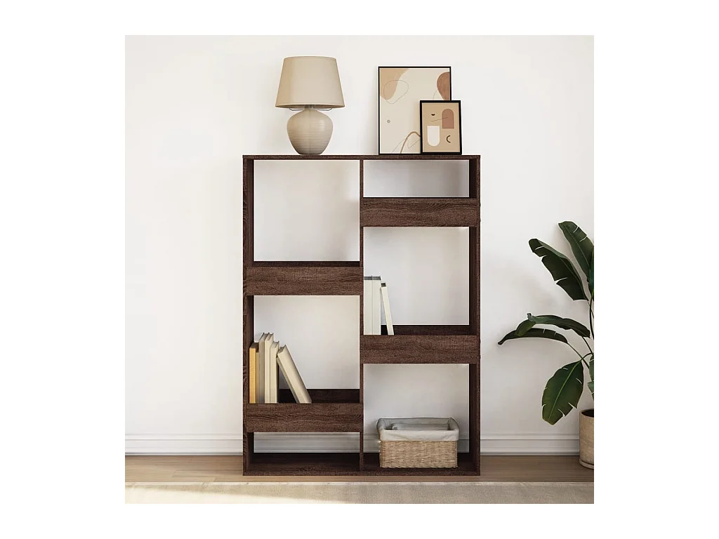 Bruine eikenhouten boekenkast 100x33x135 cm bewerkt hout