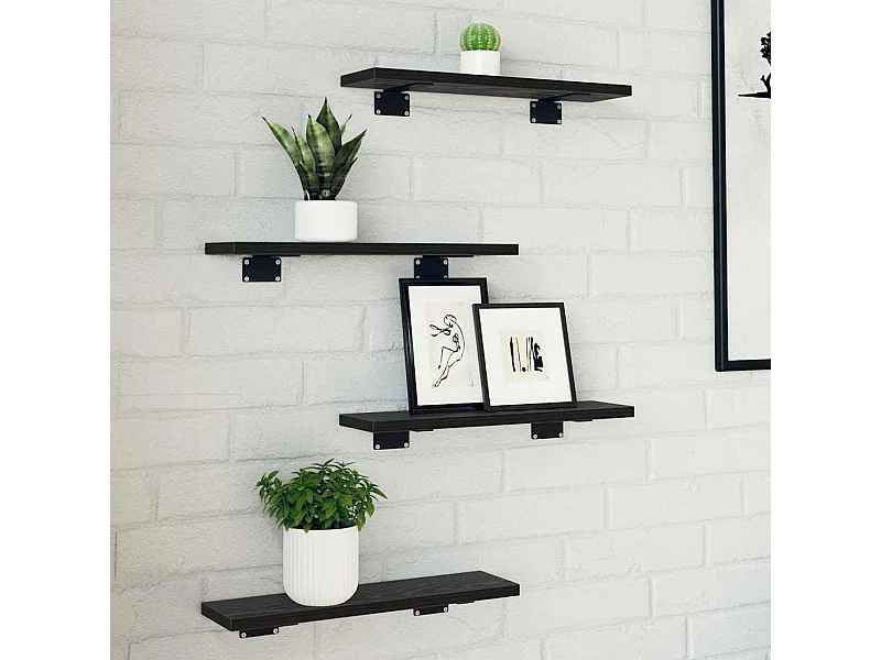 Étagère à livres 4 pcs Noir 40 x 10 x 1.5 cm Bois d'ingénierie