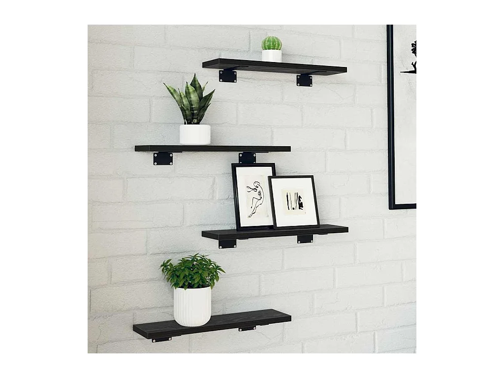 Étagère à livres 4 pcs Noir 40 x 10 x 1.5 cm Bois d'ingénierie