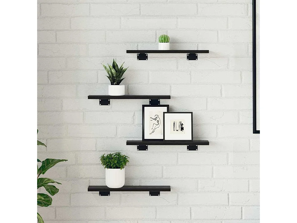 Étagère à livres 4 pcs Noir 40 x 10 x 1.5 cm Bois d'ingénierie