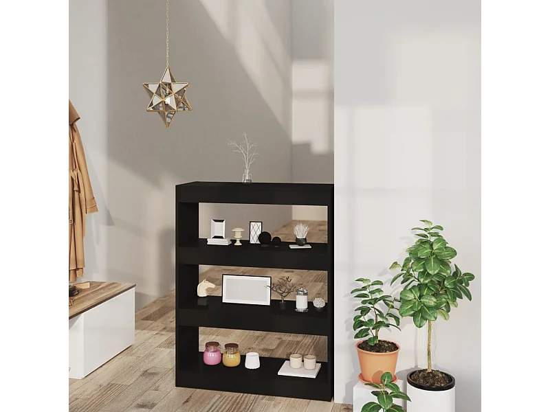Schwarzes Bücherregal/Raumteiler 80x30x103 cm Holzwerkstoff
