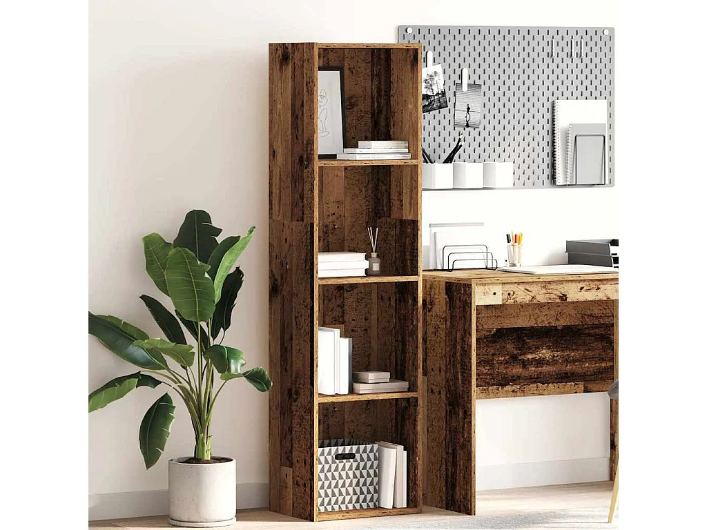 Oude houten boekenkast 40x30x152 cm bewerkt hout