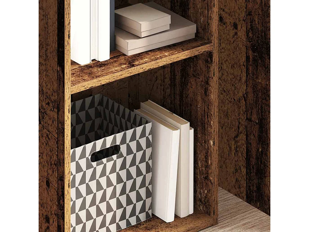 Oude houten boekenkast 40x30x152 cm bewerkt hout