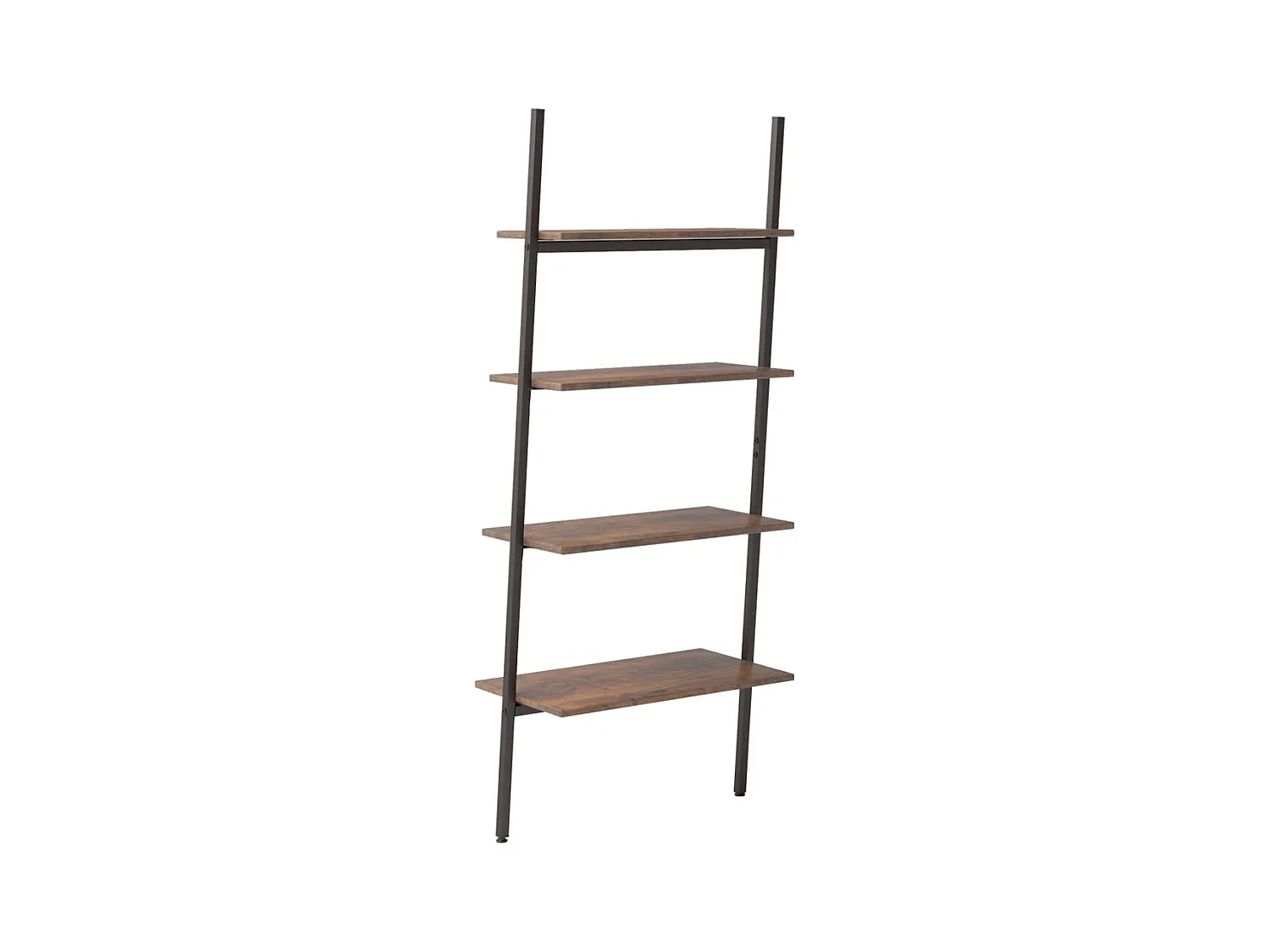 Scaffale inclinato a 4 ripiani marrone scuro e nero 64x34x150,5 cm