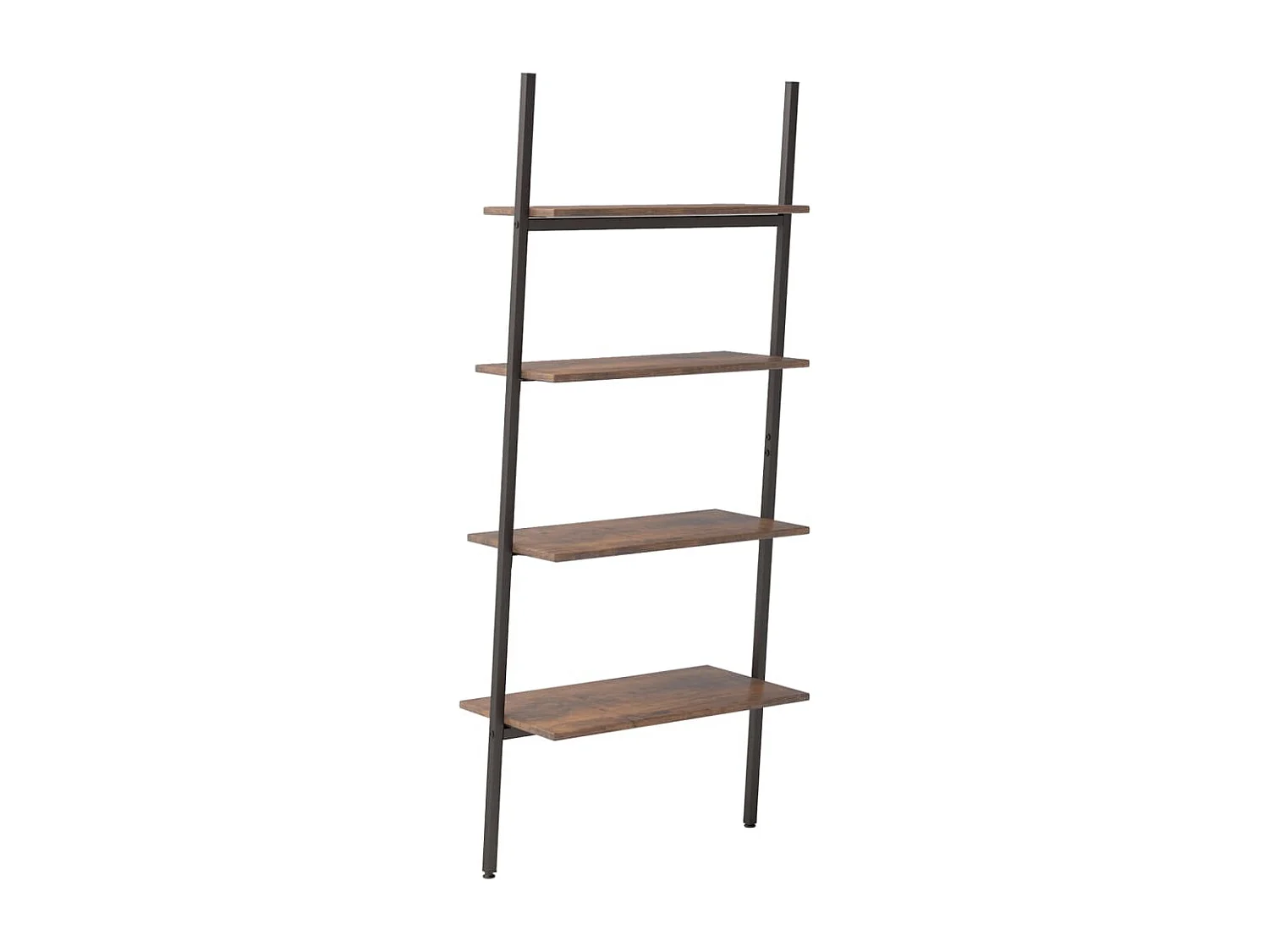 Scaffale inclinato a 4 ripiani marrone scuro e nero 64x34x150,5 cm