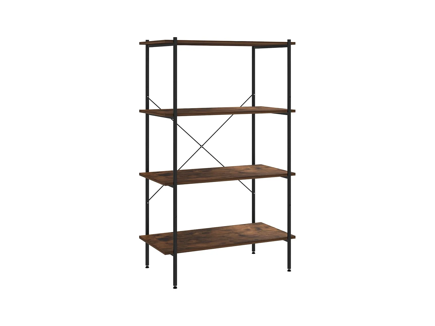 Étagère à 4 niveaux noir et naturel 80x40x130 cm