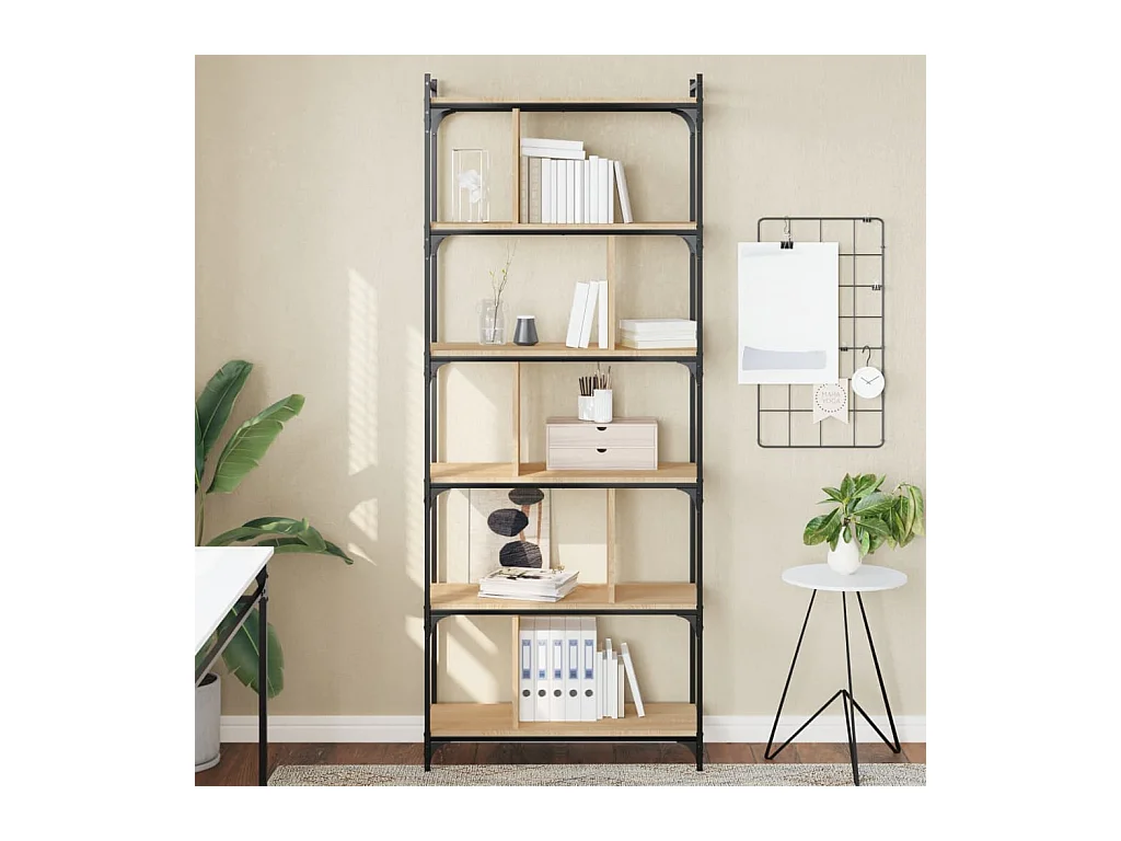 Bibliothèque 6 niveaux chêne sonoma 76x32x192 cm