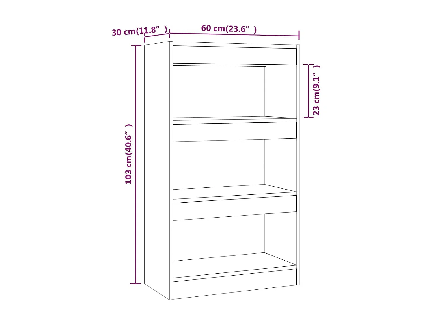 Libreria/divisorio per ambienti in legno ingegnerizzato grigio cemento