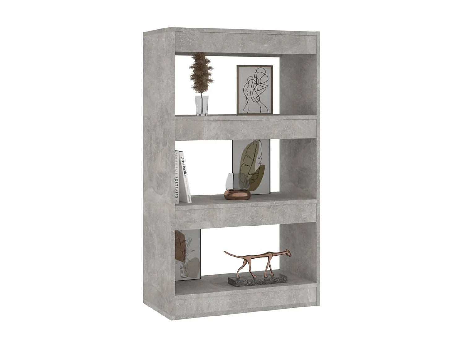 Libreria/divisorio per ambienti in legno ingegnerizzato grigio cemento