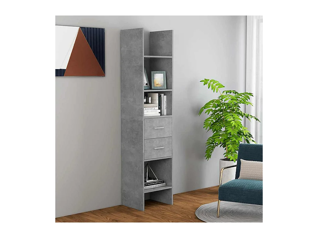 Bibliothèque Gris béton 40x35x180 cm Bois d’ingénierie