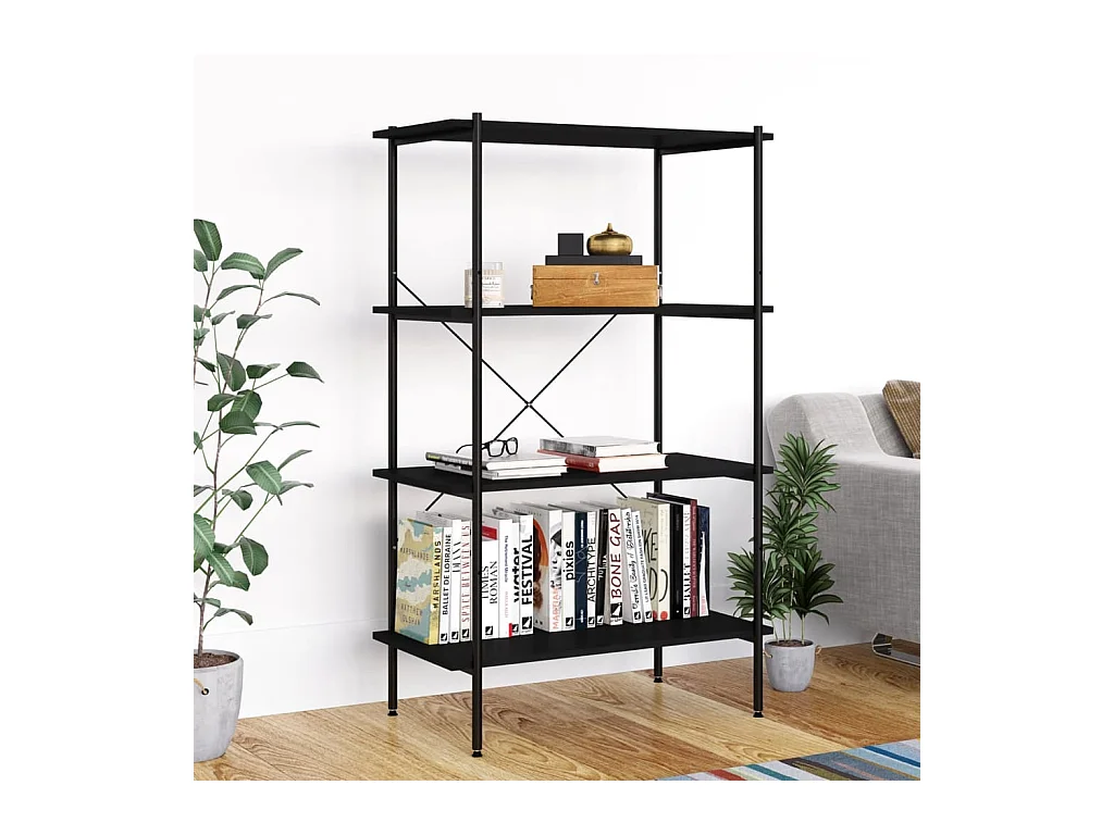 Étagère à 4 niveaux Noir 80x40x130 cm