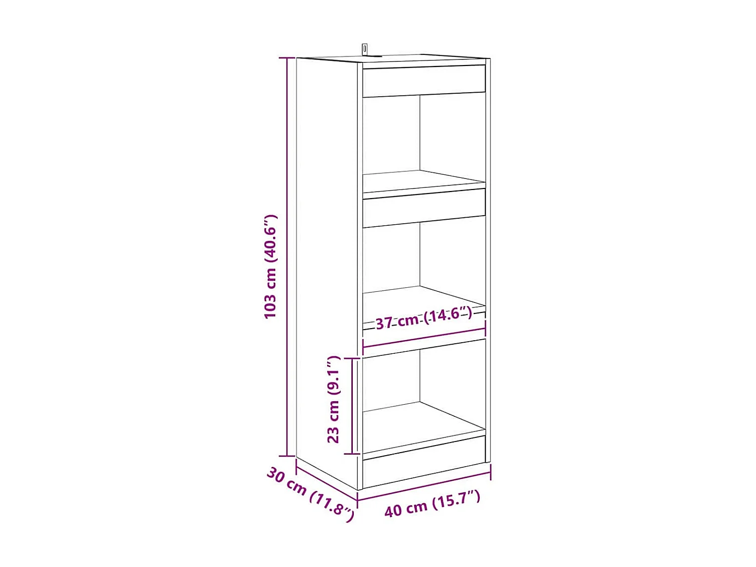 Libreria in legno antico 40 x 30 x 103 cm Legno ingegnerizzato