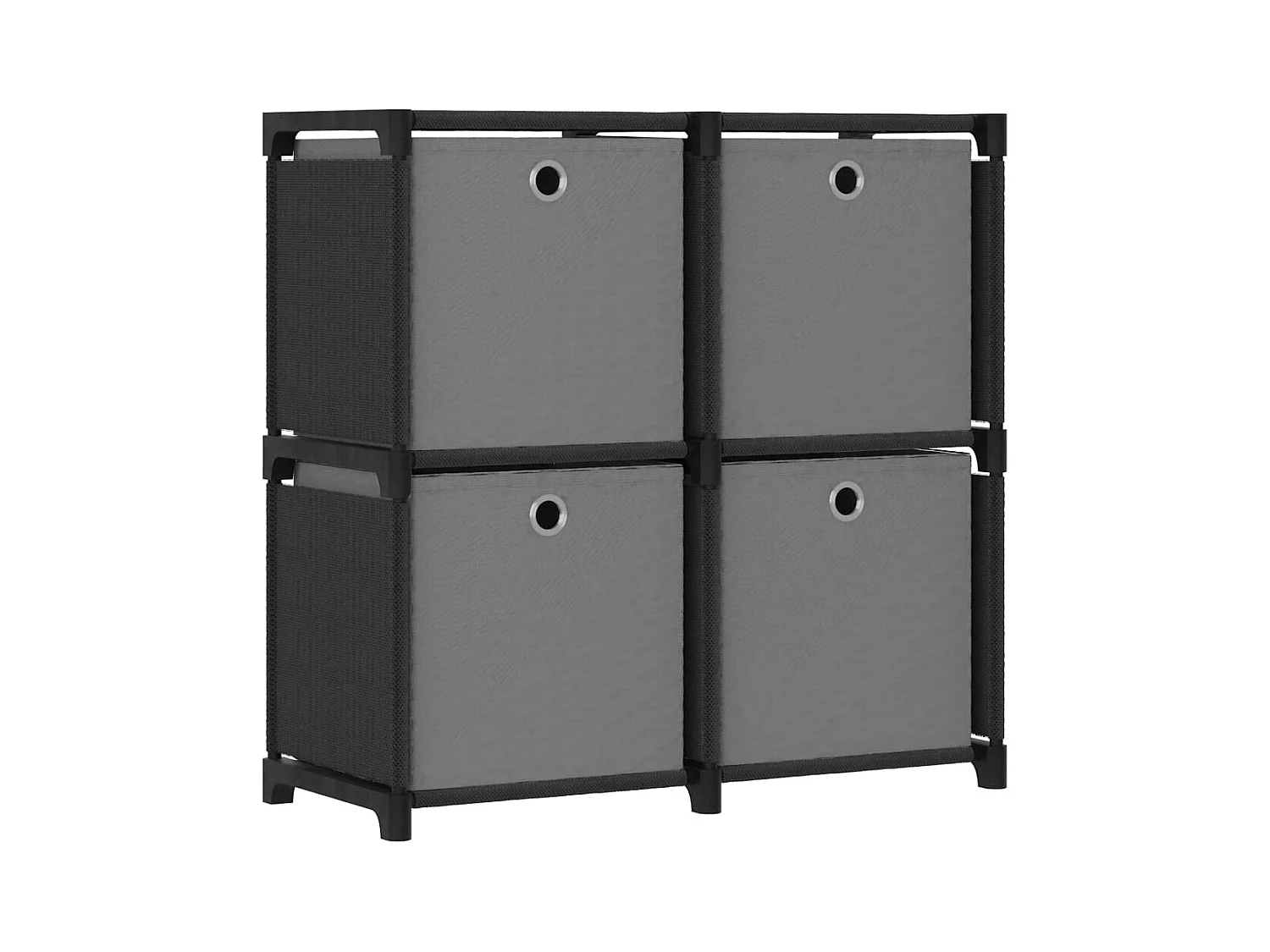 Étagère à 4 cubes avec boîtes Noir 69x30x72,5 cm Tissu