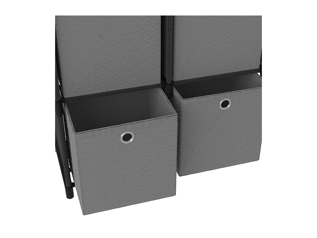 Étagère à 4 cubes avec boîtes Noir 69x30x72,5 cm Tissu