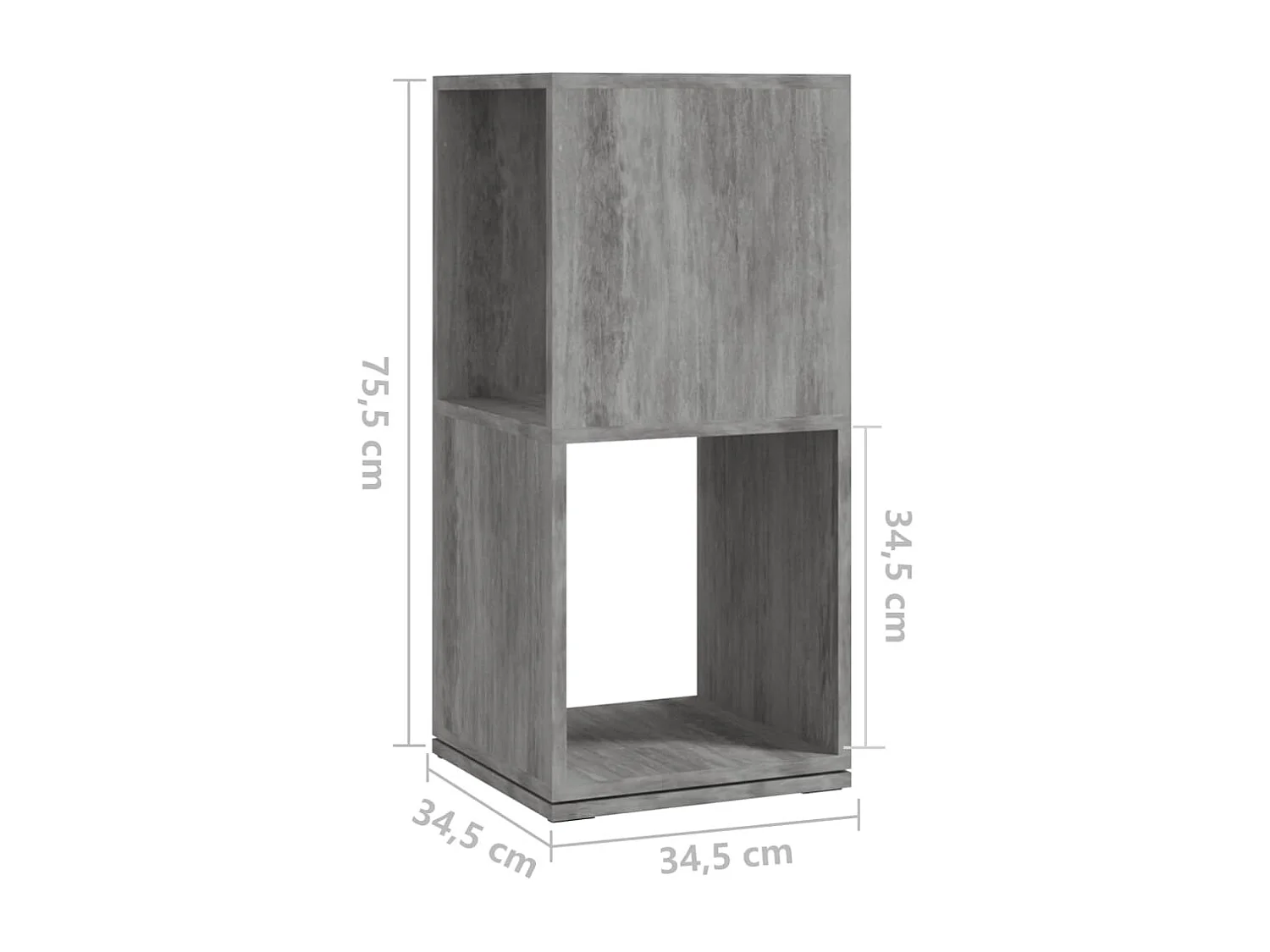 Armoire rotative Gris béton 34,5x34,5x75,5 cm bois d'ingénierie