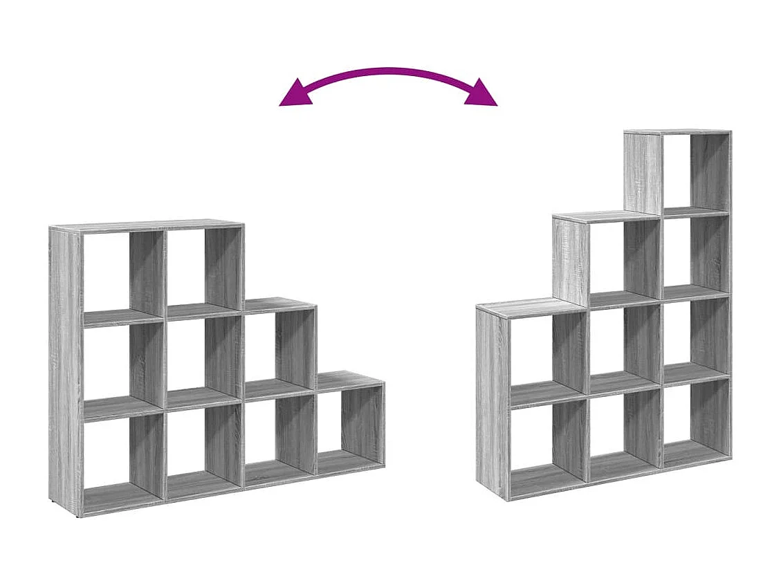 Scaffale divisorio per ambienti a 3 livelli grigio Sonoma