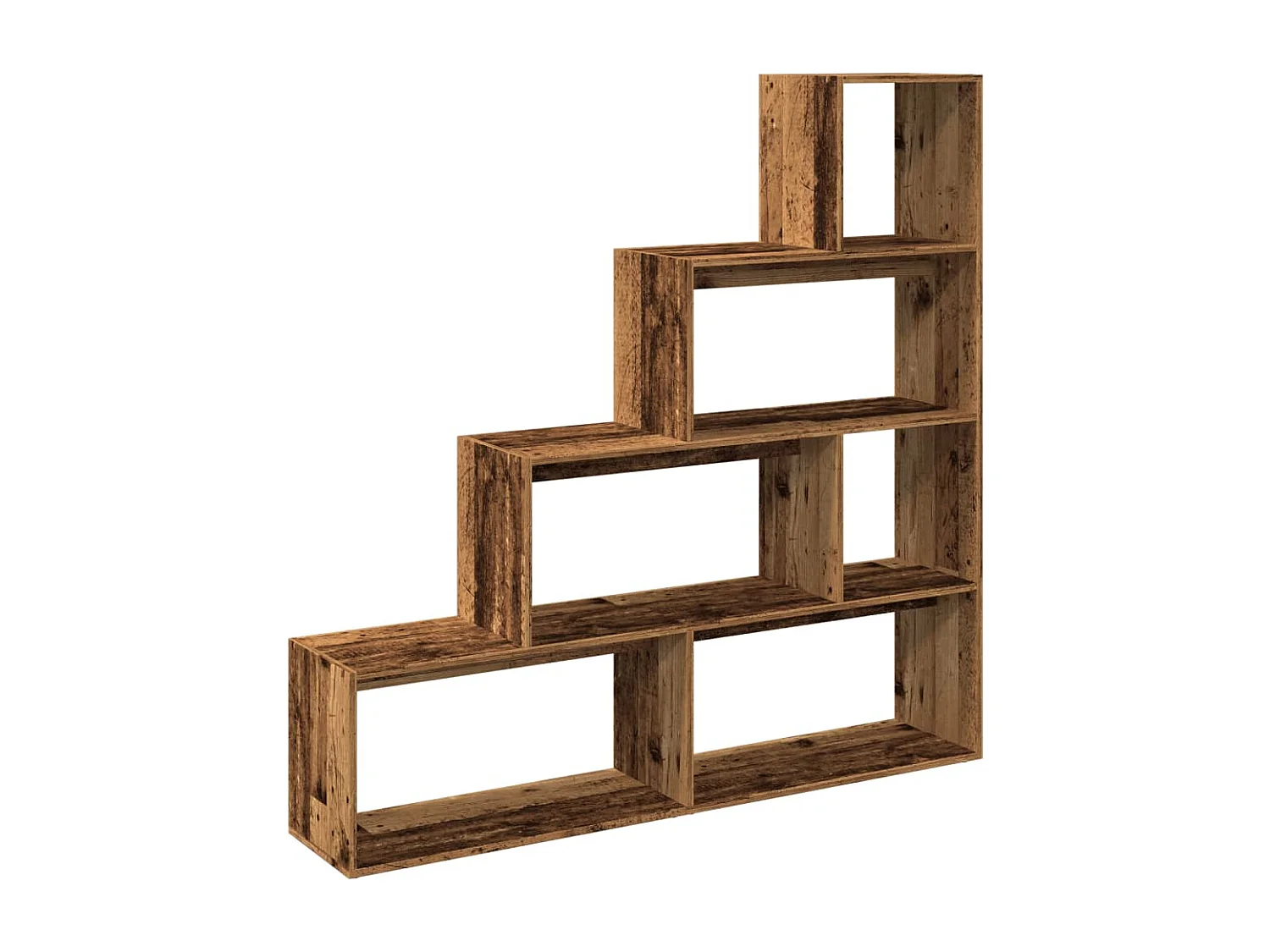 Étagère séparatrice de pièce à 4 niveaux vieux bois