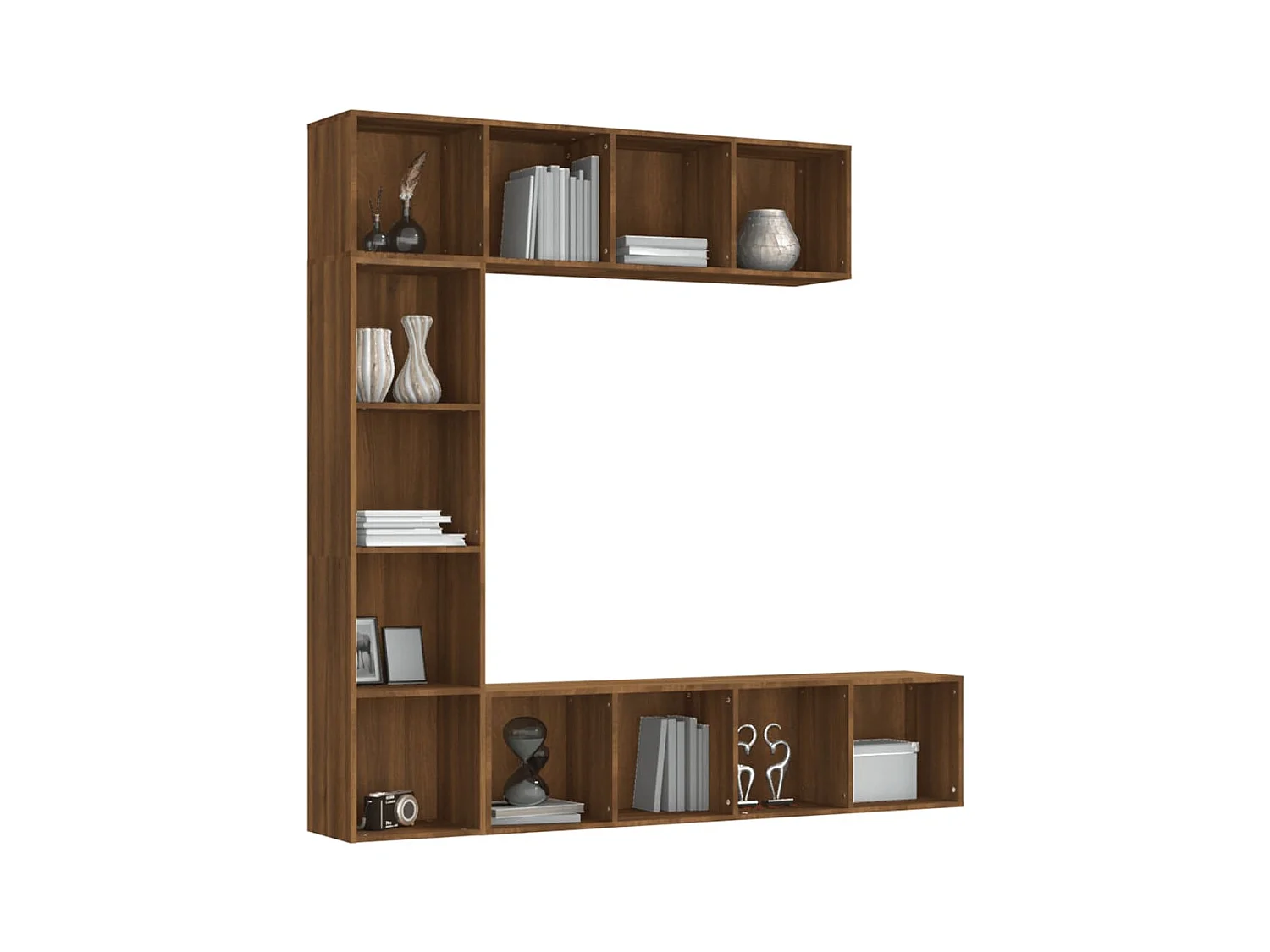 Set libreria/mobile TV da 3 pezzi, rovere marrone, 180x30x180cm