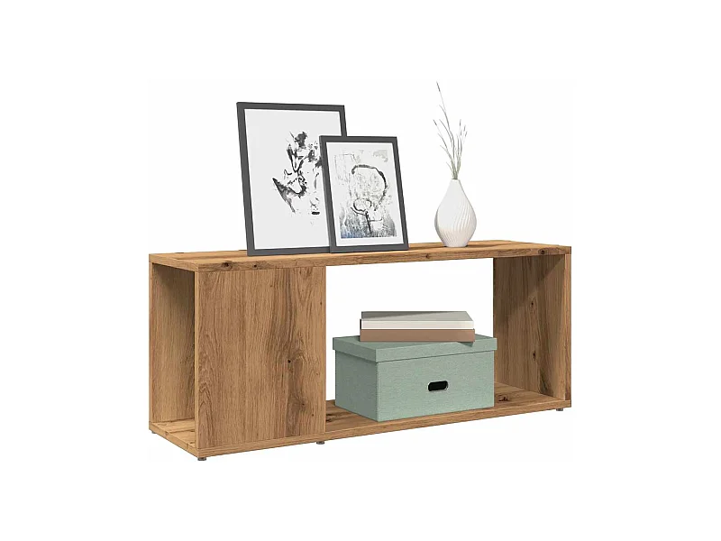 Meuble TV chêne artisanal 80x24x32 cm bois d'ingénierie