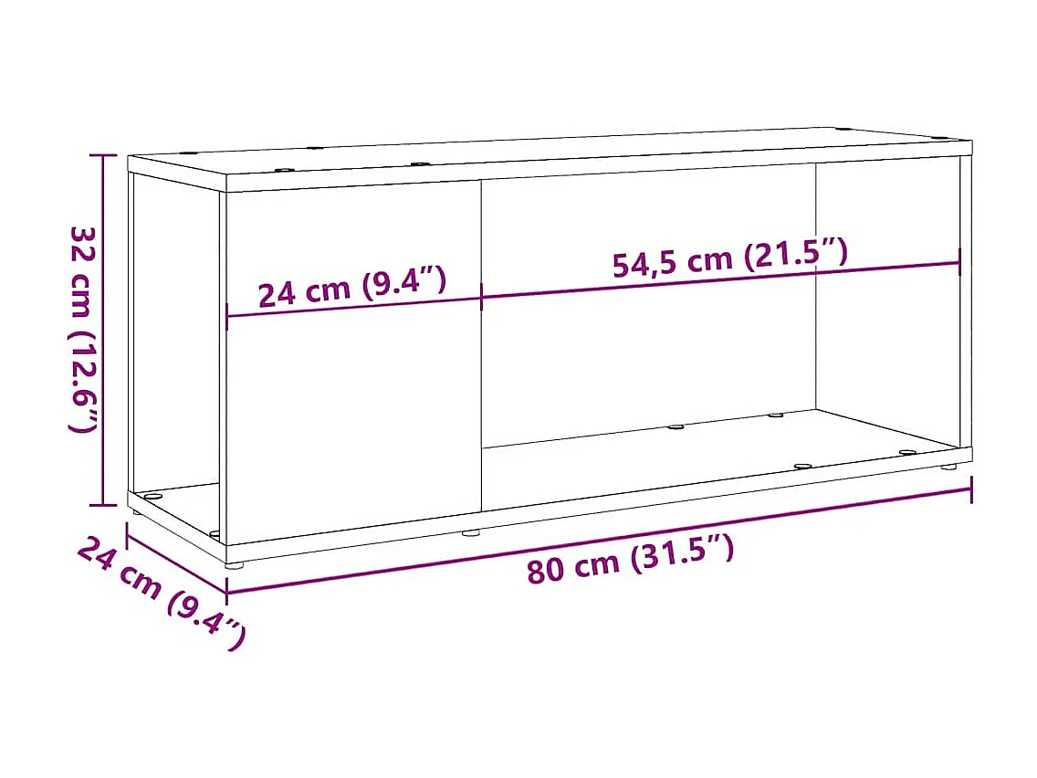 Meuble TV chêne artisanal 80x24x32 cm bois d'ingénierie
