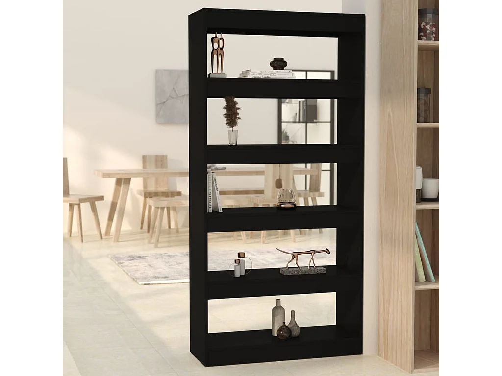 Bibliothèque/Séparateur de pièce Noir Bois d'ingénierie