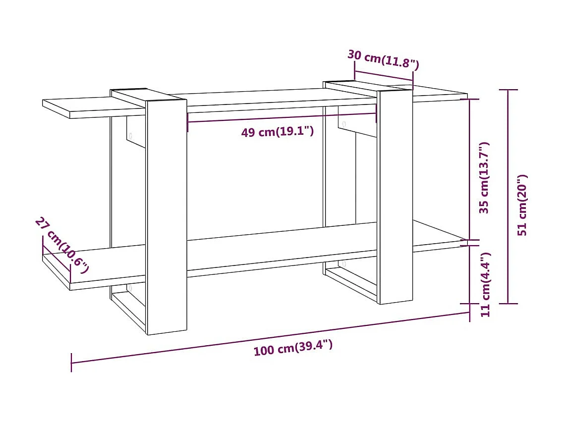 Witte boekenkast 100x30x51 cm bewerkt hout