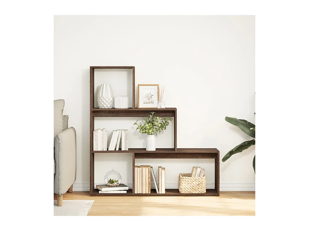 3-laags kamerverdelerplank, bruin eiken, 123x29x123cm