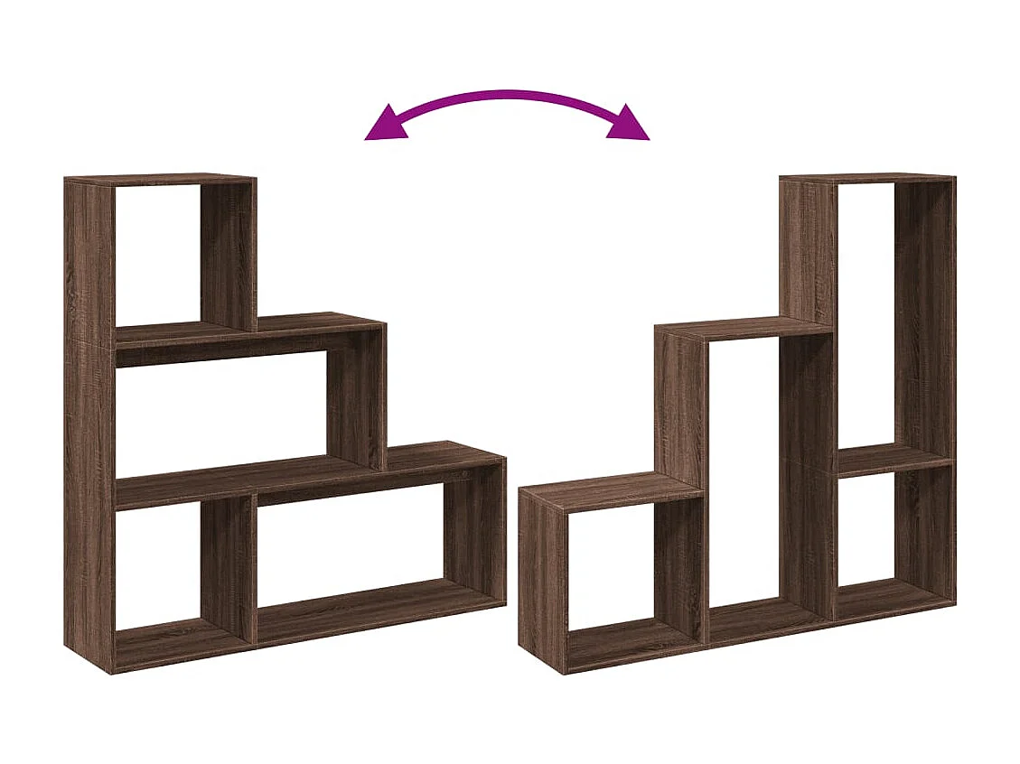 3-laags kamerverdelerplank, bruin eiken, 123x29x123cm