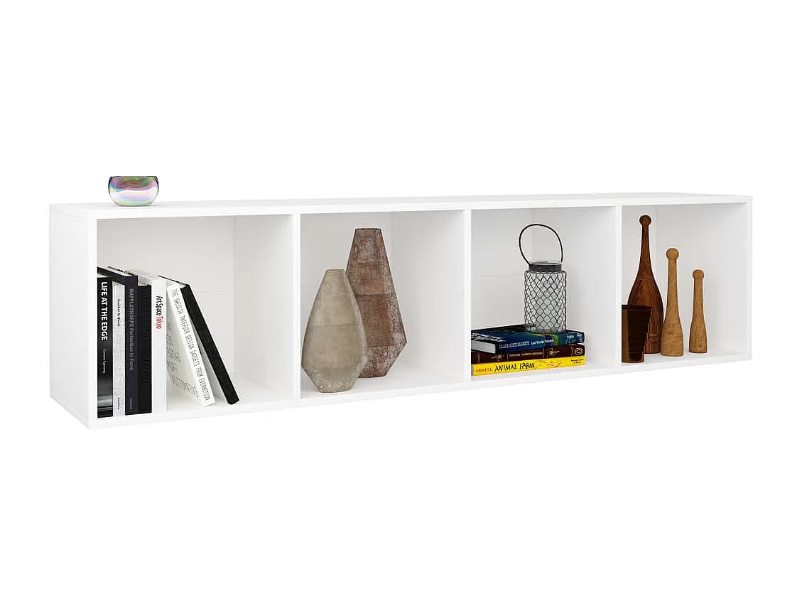Weißes Bücherregal/TV-Schrank 36 x 30 x 143 cm Holzwerkstoff
