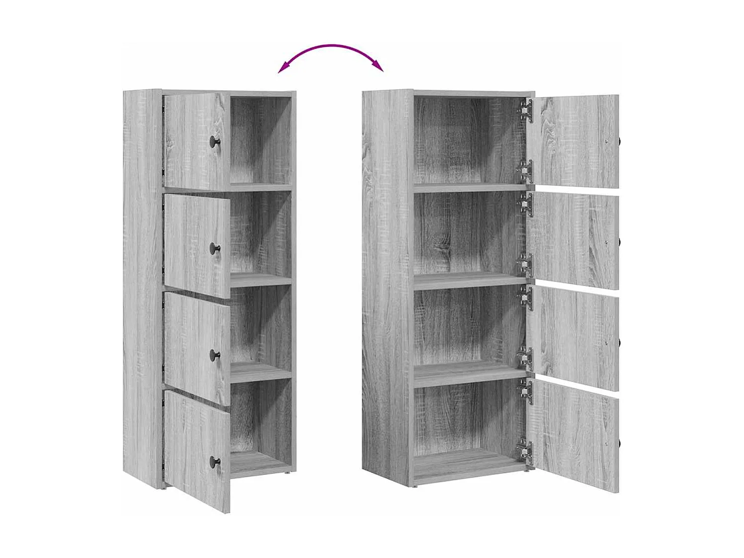 Bibliothèque sonoma gris 40x24x102 cm bois d'ingénierie