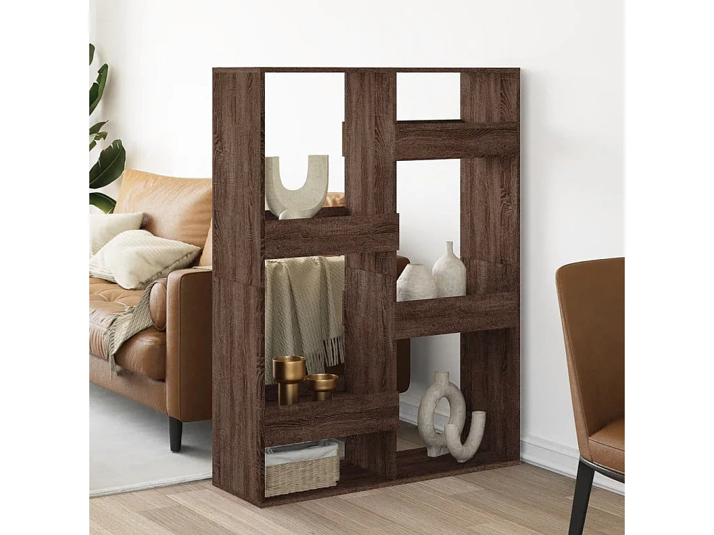 Parete divisoria in rovere marrone 100x33x135cm in legno ingegnerizzato