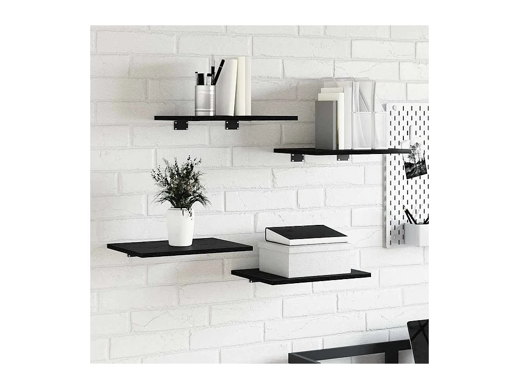 Étagère à livres 4 pcs Noir 40 x 30 x 1.5 cm Bois d'ingénierie