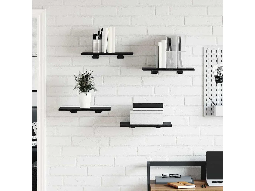 Étagère à livres 4 pcs Noir 40 x 30 x 1.5 cm Bois d'ingénierie