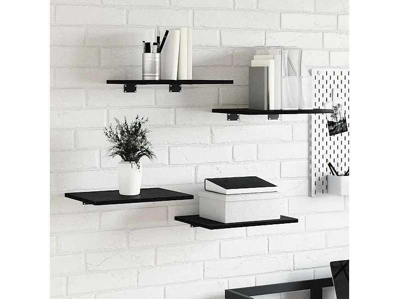Étagère à livres 4 pcs Noir 40 x 30 x 1.5 cm Bois d'ingénierie