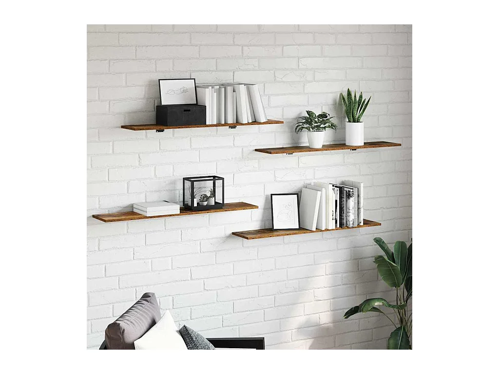 Étagère à livres 4 pcs Marron 100 x 20 x 1.5 cm