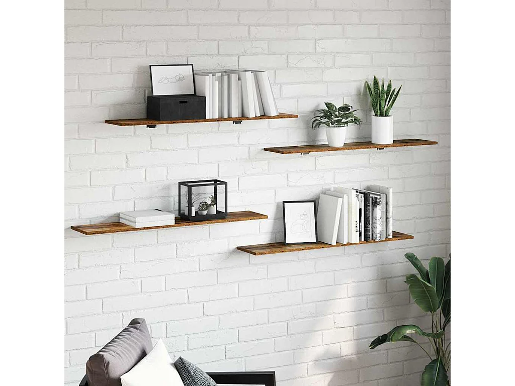 Étagère à livres 4 pcs Marron 100 x 20 x 1.5 cm