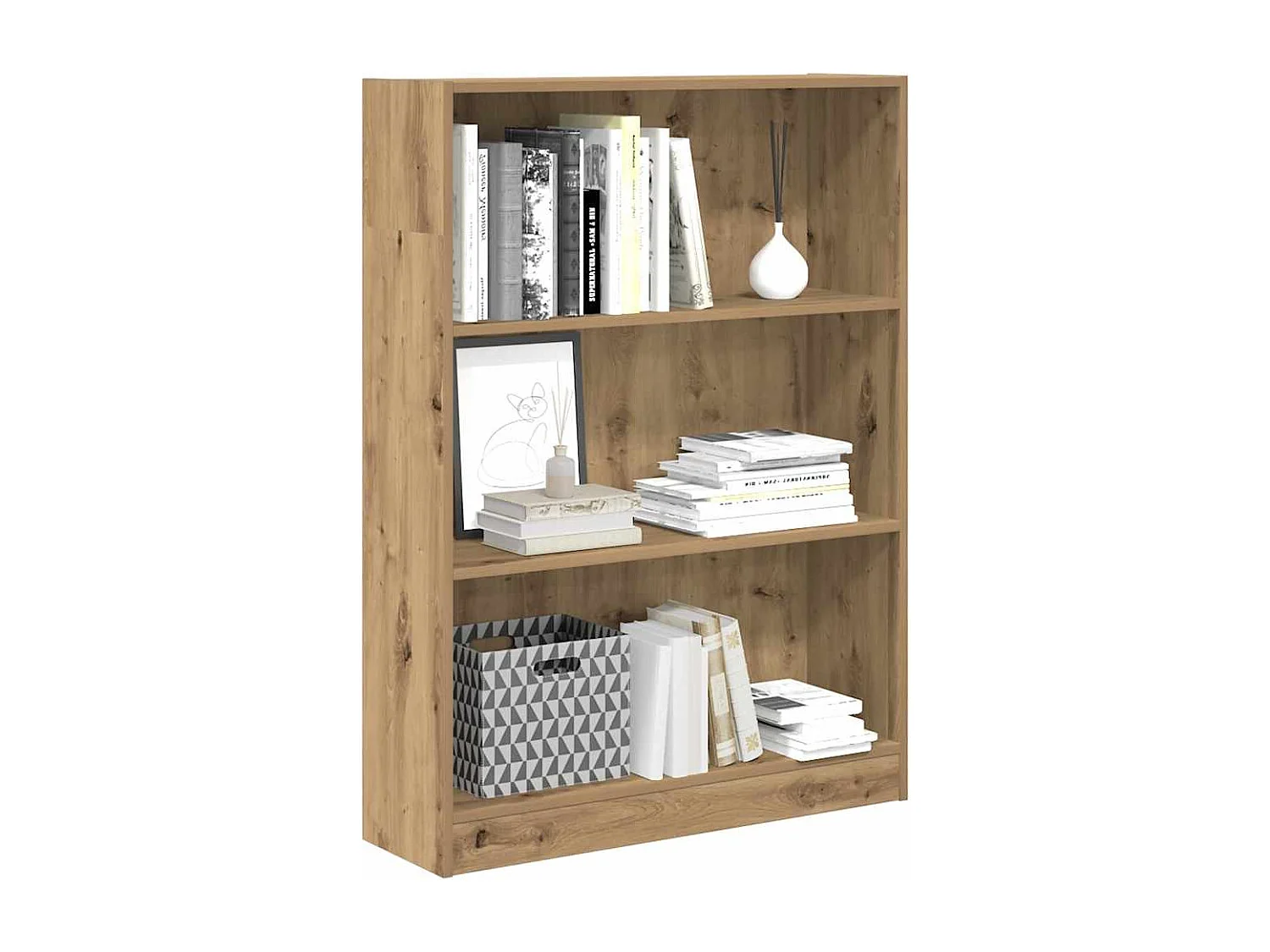 Bibliothèque chêne artisanal 80x24x109 cm bois d'ingénierie