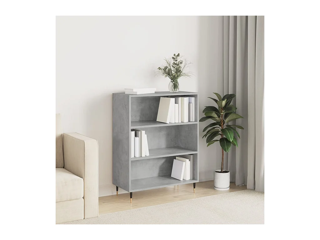 Bibliothèque gris béton 69,5x32,5x90 cm bois d'ingénierie