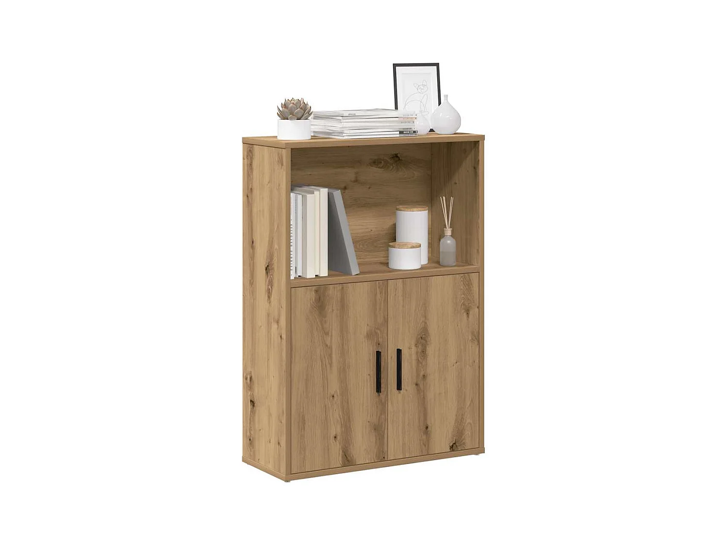 Bibliothèque chêne artisanal 60x24x85 cm bois d'ingénierie