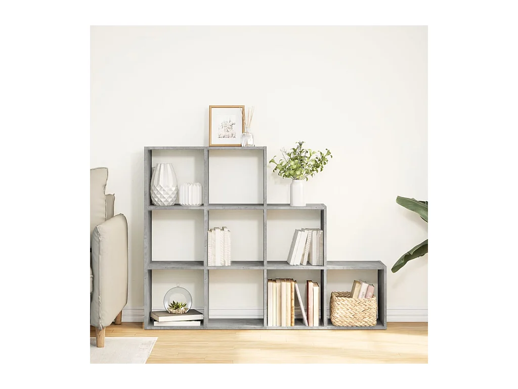 Estante divisor de ambientes de 3 niveles en gris hormigón