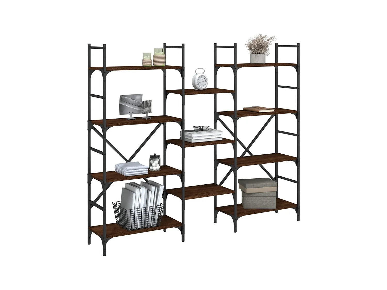 Bruine eikenhouten boekenkast 160x28,5x136,5 cm bewerkt hout