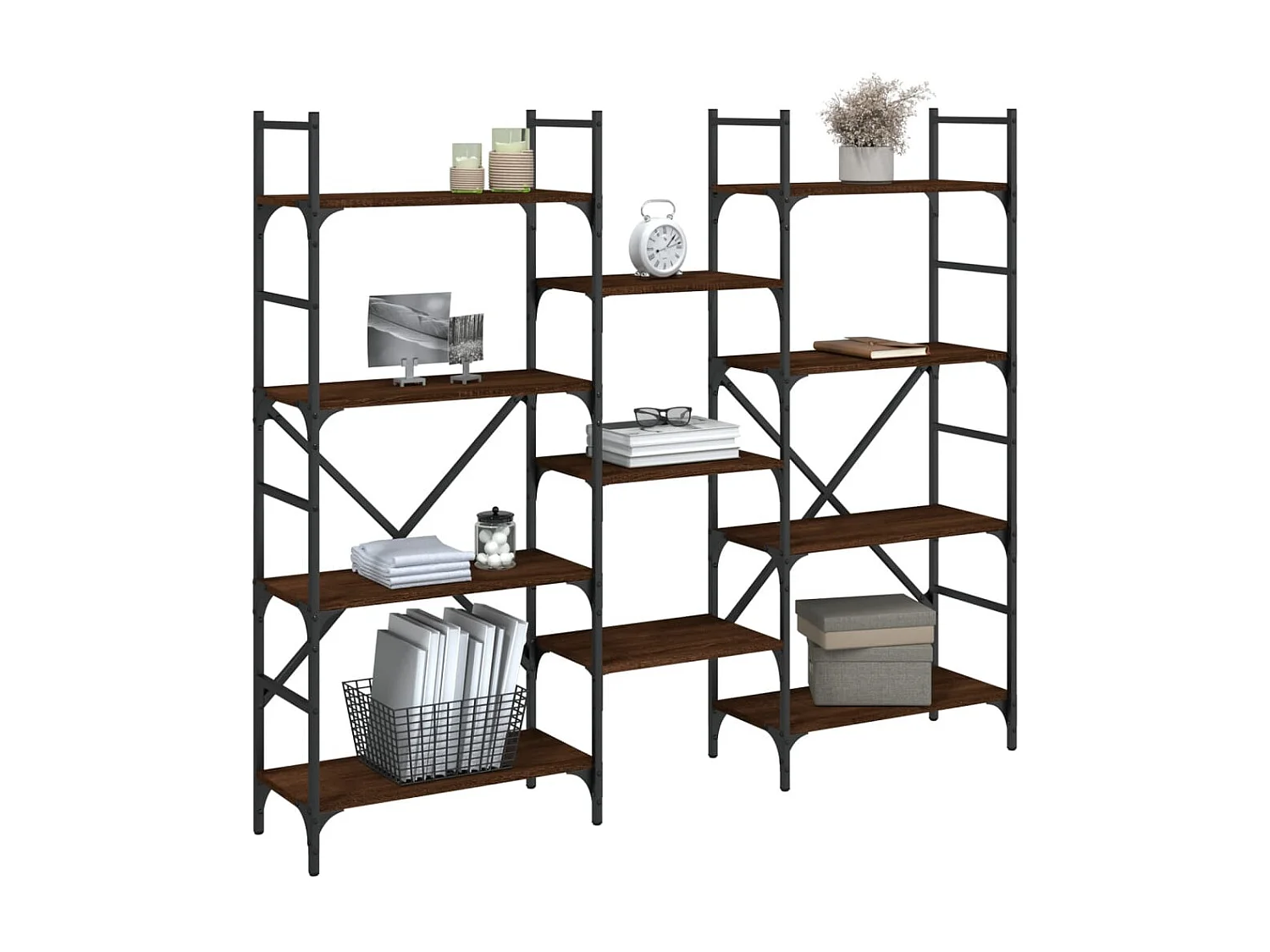 Libreria in rovere marrone 160x28,5x136,5 cm in legno ingegnerizzato