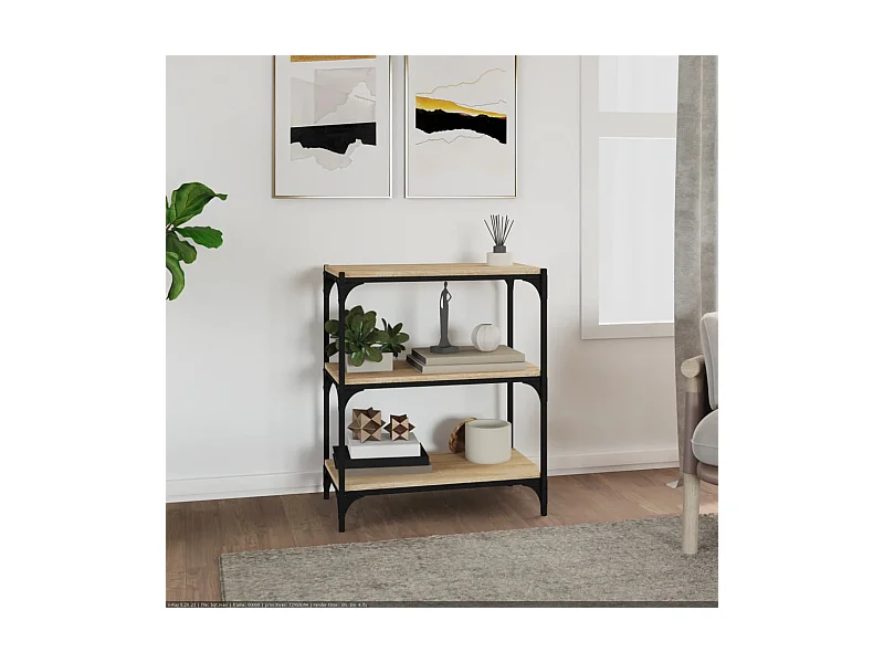 Bibliothèque Chêne Sonoma 60x33x70,5 cm Bois d'ingénierie acier
