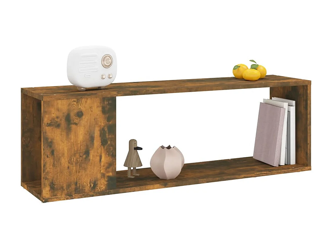 Gerookt eiken tv-meubel 100x24x32 cm bewerkt hout