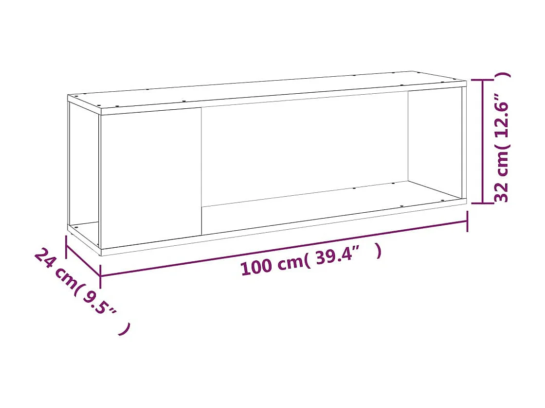 Gerookt eiken tv-meubel 100x24x32 cm bewerkt hout