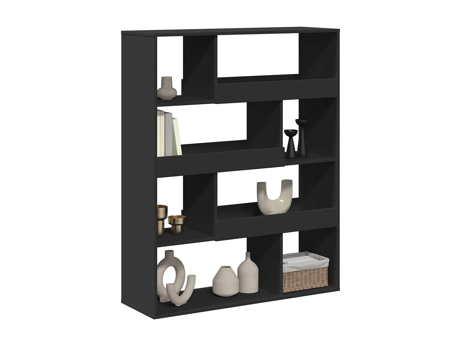 Parete divisoria nera 100x33x125,5 cm in legno ingegnerizzato